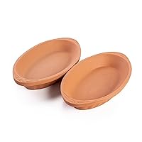 Oval Pots For Cooking With Handles (WH), Pan for Mexican Indian Korean Dishes, Handmade Cookware, Unglazed Clay Pot For Oven, Terracotta Pot, Clay Pan For Cooking, Clay Oven Pot Set 2 Pcs