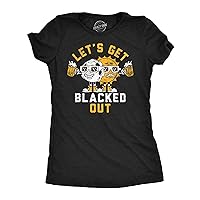 Womens Lets Get Blacked Out Funny Solar Eclipse Party Graphic Tee for Ladies