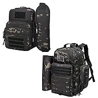 DBTAC Diaper Backpack for Men + Tactical Sling Bag Small (Black Camo)