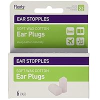 Flents Ear Stopples Wax-Cotton Ear Plugs 6 Pairs (Pack of 8)