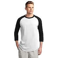 Sport-Tek raglan sleeve men's or youth baseball t-shirt, White-Black