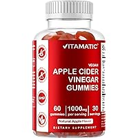 Vitamatic Apple Cider Vinegar Gummies - 1000mg per Serving - 60 Vegan Gummies - ACV Gummies for Detox, Weight Loss Support, Energy Boost, Digestion & Gut Health