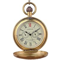 Dentily Vintage Copper Train London Design Hand Winding Mechanical Pocket Watch Mens Watches