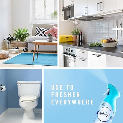 Febreze Air Freshener Spray, Air Deodorizer Odor Fighter Spray For Strong Odors, Bathroom Deodorizer, Heavy Duty Crisp Clean Scent, 8.8 Oz (Pack of 3), Bathroom Spray, Air Refresher