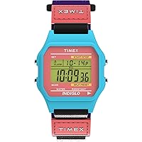 Timex Unisex Classical Digital 36mm Watch - Purple Strap Digital Dial Blue Case