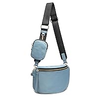 Like Dreams Small Unisex Crossbody Bag, Lightweight Nylon Utility Fanny Pack Purse, Adjustable and Detachable Long Strap, Detachable Coin Pouch, Multifunctional Bag for Outdoor (Blue)