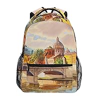ALAZA Beautiful Italian View Backpack for Women Men,Travel Trip Casual Daypack College Bookbag Laptop Bag Work Business Shoulder Bag Fit for 14 Inch Laptop