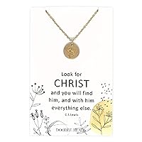 Wildflower Pendant, Inspirational Card, Look for Christ and you will find Him, Christian jewelry