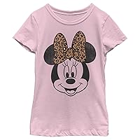 Fifth Sun Disney Characters Modern Minnie Face Leopard Girl's Solid Crew Tee