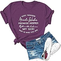 Womens Way Maker Miracle Worker Promise Keeper Light in The Darkness Christian Print T Shirt