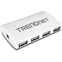 TRENDnet USB 2.0 7-Port High Speed Hub, 5V/2A Power Adapter, Up to 480 Mbps USB 2.0 Connection Speeds, 10 Watts Total Power, Compatible with Windows, Mac, and Linux, White, TU2-700