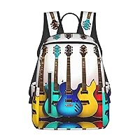 Colorful Guitars print Lightweight Laptop Backpack Travel Daypack Bookbag for Women Men for Travel Work