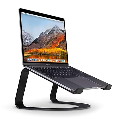 Curve for MacBooks and Laptops | Ergonomic desktop cooling stand for home or office (matte black) , 10 x 10.5 x 6 inches