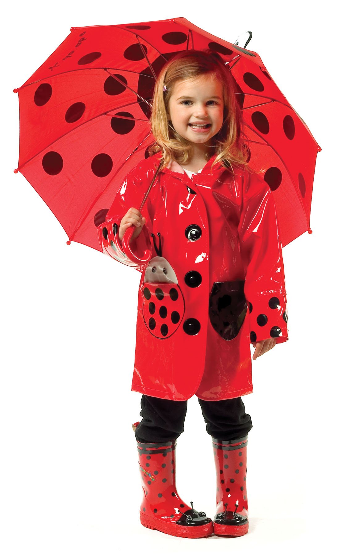 Kidorable Red Ladybug Natural Rubber Rain Boots With A Pull On Heel Tab