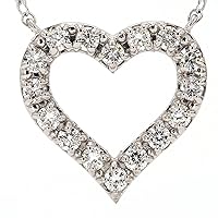 14k White Gold Lab-Grown Diamond Heart Pendant Necklace (1/2 cttw, H-I Color, VS-SI Clarity) 18