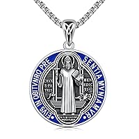 925 Sterling Silver Patron Saint Medal Necklace Protection Catholic Jewelry Gifts for Men Women