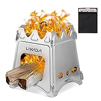 Lixada Camping Wood Stove Folding Lightweight Stainless Steel Wood Burning Stoves Portable Backpacking Stove for Outdoor Camping Hiking Backpacking Picnic Hunting BBQ