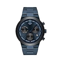 Movado Bold Men's Swiss Quartz Stainless Steel and Link Bracelet Watch, Color: Blue (Model: 3600859)