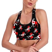 Canada Flag Moose Women's Sports Bra Wirefree Breathable Yoga Vest Racerback Padded Workout Tank Top
