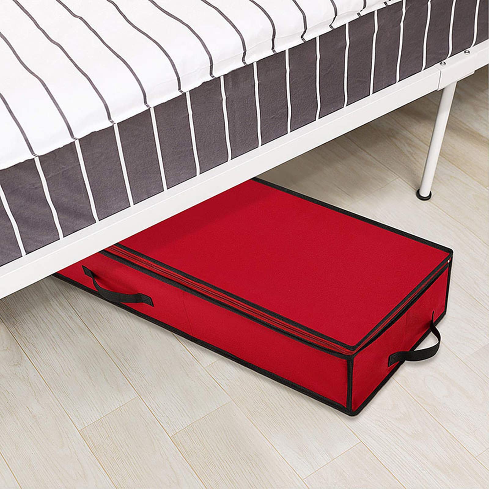 Red Christmas Gift Decorative Wrapping Paper Storage Box Foldable Under Bed Gift Storage Bag With Lid