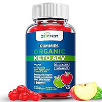 Organic Keto ACV Gummies for Weight Loss Fat Burn - Sugar & Gluten Free Apple Cider Vinegar Diet Supplement Women Men - Vitamin B12, Vegan & Non-GMO - Support Digestion Metabolism Hair Skin (1200mg)