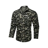 Western Cowboy Shirts for Men Long Sleeve Snaps Button Work Dress Shirt Military Tactical Camo Camping Tops Big and Tall