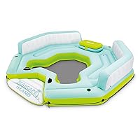 Intex Seascape Inflatable Island Float Ultimate Water Hangout Lounge with Built In Cooler Area, Cup Holder, and Oversized Backrests