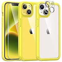 TAURI 5-in-1 Designed for iPhone 14 Case, [Not Yellowing] with 2X Screen Protectors + 2X Camera Lens Protectors, [Military Grade Drop Protection] Shockproof Slim 14 Cover 6.1 Inch - Yellow