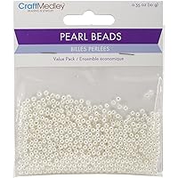 Craft Medley 850 Piece Acrylic Pearl Beads, 3mm, Ivory