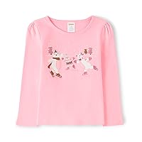 Gymboree Girls' and Toddler Fall and Holiday Embroidered Graphic Long Sleeve T-Shirts