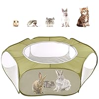 Pawaboo Small Animals Playpen, Waterproof Small Pet Cage Tent with Large Breathable Cover, Pop-up & Foldable Indoor/Outdoor Fence for Kitten/Puppy/Guinea Pig/Rabbits/Hamster/Hedgehogs, Avocado Green