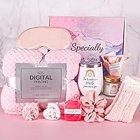 Get Well Soon Gift for Women, Care Package After Surgery Recovery Encouragement Gift Basket Relaxation Gift Thinking of You Self Care Spa Birthday Gifts with Tumbler Blanket for Women Friends (Pink)