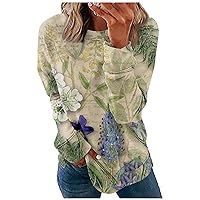 Fall Fashion, Long Sleeve Shirts for Women Cute Print Graphic Tees Blouses Casual Plus Size Basic Tops