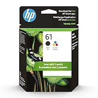 HP 61 Black/Tri-color Ink (2 Pack) | Works with DeskJet 1000, 1010, 1050, 1510, 2050, 2510, 2540, 3000, 3050, 3510; ENVY 4500, 5530; OfficeJet 2620, 4630 | Eligible for Instant Ink | CR259FN