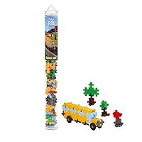 PLUS PLUS - School Bus - 70 Piece Tube, Construction Building Stem/Steam Toy, Interlocking Mini Puzzle Blocks for Kids