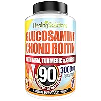 Glucosamine Chondroitin + MSM & Turmeric 100% Pure and Premium (Bulk 90 Capsules) - 100% Pure, Non-GMO - Allergen Free