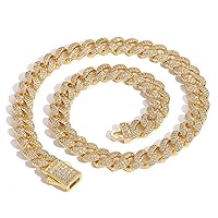 Extra Shiny Cuban Necklace for Men, Width 12MM Big Iced Out Cuban Link Necklace, Solid Thick Hip Hop Miami Cuban Link Chain for Men, 16-24 Inch Gift Box Included