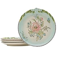 Fitz and Floyd Fitz & Floyd English Garden Bloom Accent Plate, Set of 4, 9 Inch, Blue