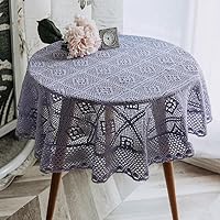 Vintage Round Crochet Tablecloth Macrame Lace Table Cover for Kitchen Dinning Bedside Tabletop Decoration (24x24in(60x60cm),Purple)