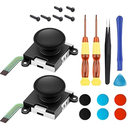 2 Pack Analog 3D Joycon Joystick Replacement for Switch, Joycon Repait Kit Switch joysticks compatiable with Left and Right Switch Joy con Controller Full NS Repair Tool Set(19 in 1)