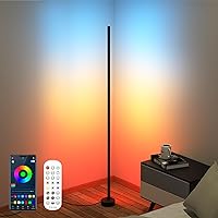 Smart Corner Floor Lamp: RGB LED Standing Lights with App Remote Control, 16 Million Colors & 68+ Scene, Music Sync, Timer Setting - Ideal Ambient lighting for Living Room Bedroom and Gaming Room