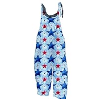 UOFOCO Red White and Blue Summer Clothes 4th of July Outfits for Women Men American Flag Overalls Bibs USA Jumpsuits Rompers