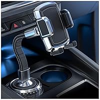 Bestrix New Premium Leather Cup Holder Phone Mount for Car, No Shaking, Easy Installation, 360 Rotation, Universal Compatibility with Samsung, Android, iPhone up to 6.7