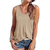 Smile Fish Women Scoop Neck Flowy Loose Fit Tank Top Sleeveless Summer Tops Shirts