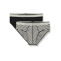 Emporio Armani Men's Stretch Cotton Yarn Dyed Striped 2pack Brief