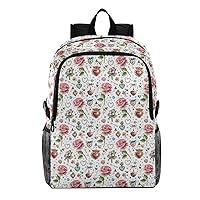 ALAZA Romantic Vintage Hearts Roses Hydrangeas Crystal and Gold Hearts Packable Hiking Outdoor Sports Backpack