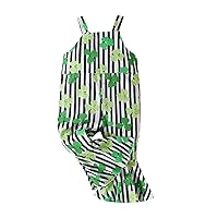 St. Patric.K's Day Sleeveless Cartoon Prints Bell Bottoms Jumpsuit Clothes Baby Girl 𝐒hamrock Suspender Romper