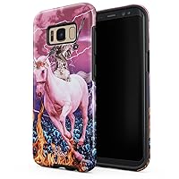 Compatible with Samsung Galaxy S8 Plus Case Unicorn Cat Warrior Kitten Trippy Galaxy Space Caticorn Funny Cats Heavy Duty Shockproof Dual Layer Hard Shell + Silicone Protective Cover