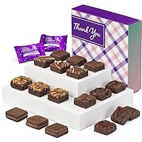 Thank You Magic Morsel 18 Individually Wrapped Gourmet Chocolate Food Gift Basket - 1.5 Inch x 1.5 Inch Bite-Size Brownies - 18 Pieces - Item SY418