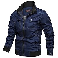 Jacket Men M Casual Solid Color Stand Collar Full Zip Long Sleeve Pocket Jacket Trench Coat Flannel Coat Men with